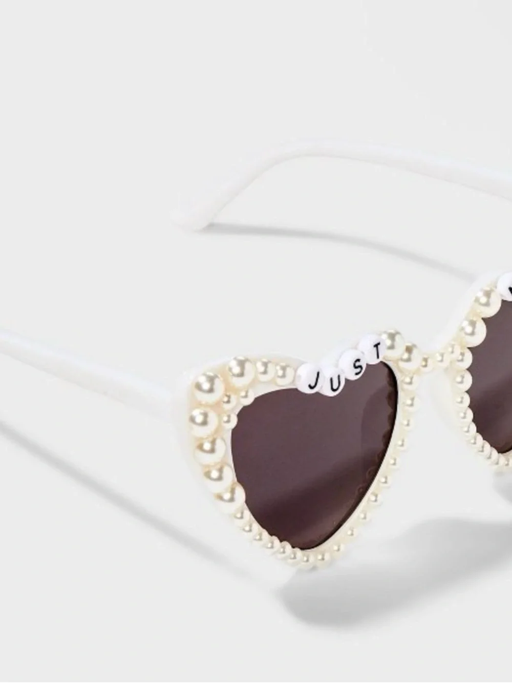 Kids Pearl-Trim Heart Sunglasses - White